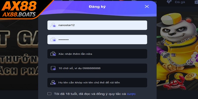 Mở account thành viên AX88 siêu đơn giản và miễn phí 100%
