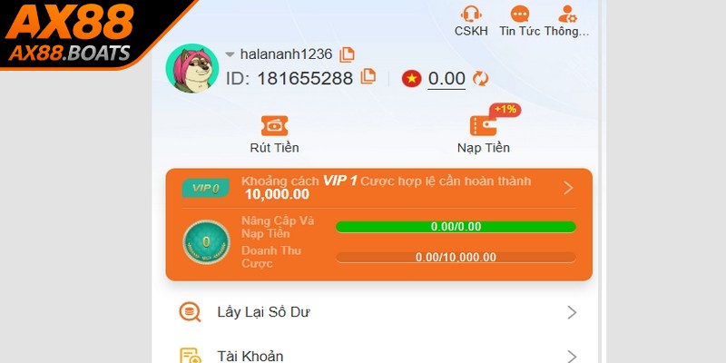 Khi đổi thưởng thành viên nên dùng tài khoản giống khi đăng ký tại AX88